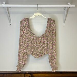 H&M Cropped Floral Long Sleeve Top- M
